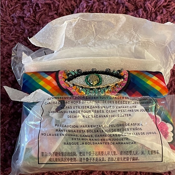 Kurt Geiger NWT eye rainbow stripes Kensington handbag - Picture 5 of 11